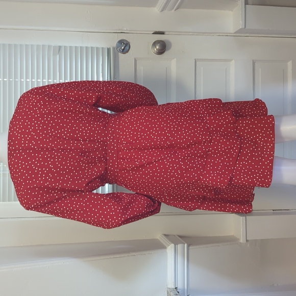 NWOT Uguest Red and White Polka Dot Long Sleeve Wrap Dress with Ruffles Size XL - Picture 4 of 5